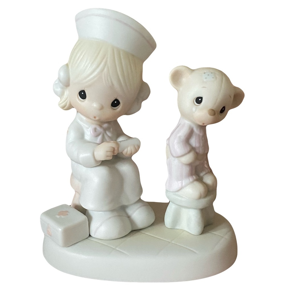 Vintage Precious Moments Nurse & Teddy Bear Figurine - Love Beareth All Things